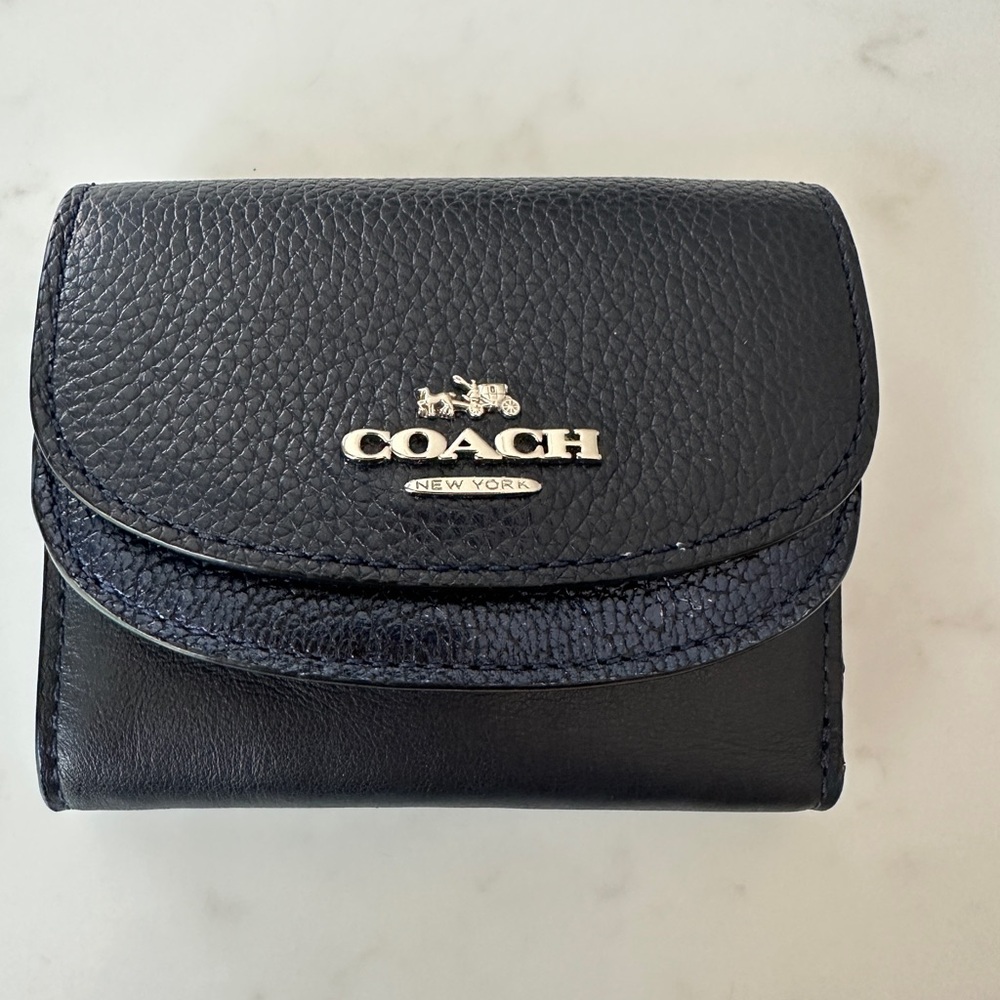 Coach wallet trifold small 4x3.5x1.25 navy